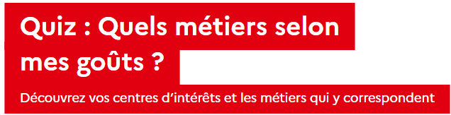 Titre "Quels métiers selon mes goûts"